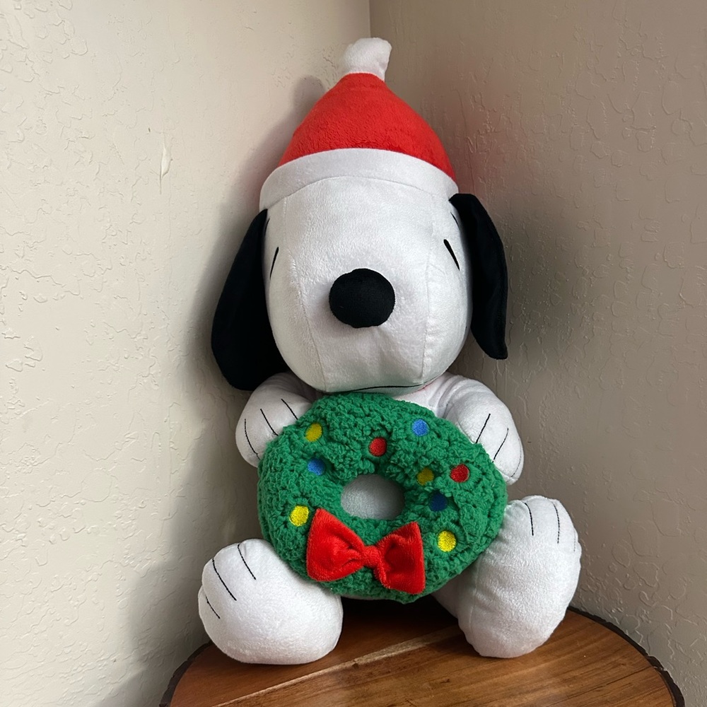 🎄Jumbo Peanut Snoopy Christmas Dog Plush with Squeaker & Crinkle Sounds.